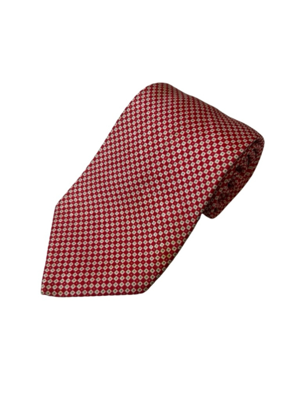 Stefano Ricci Italy 100% Silk Red Micro Tile Medallion Pattern Tie